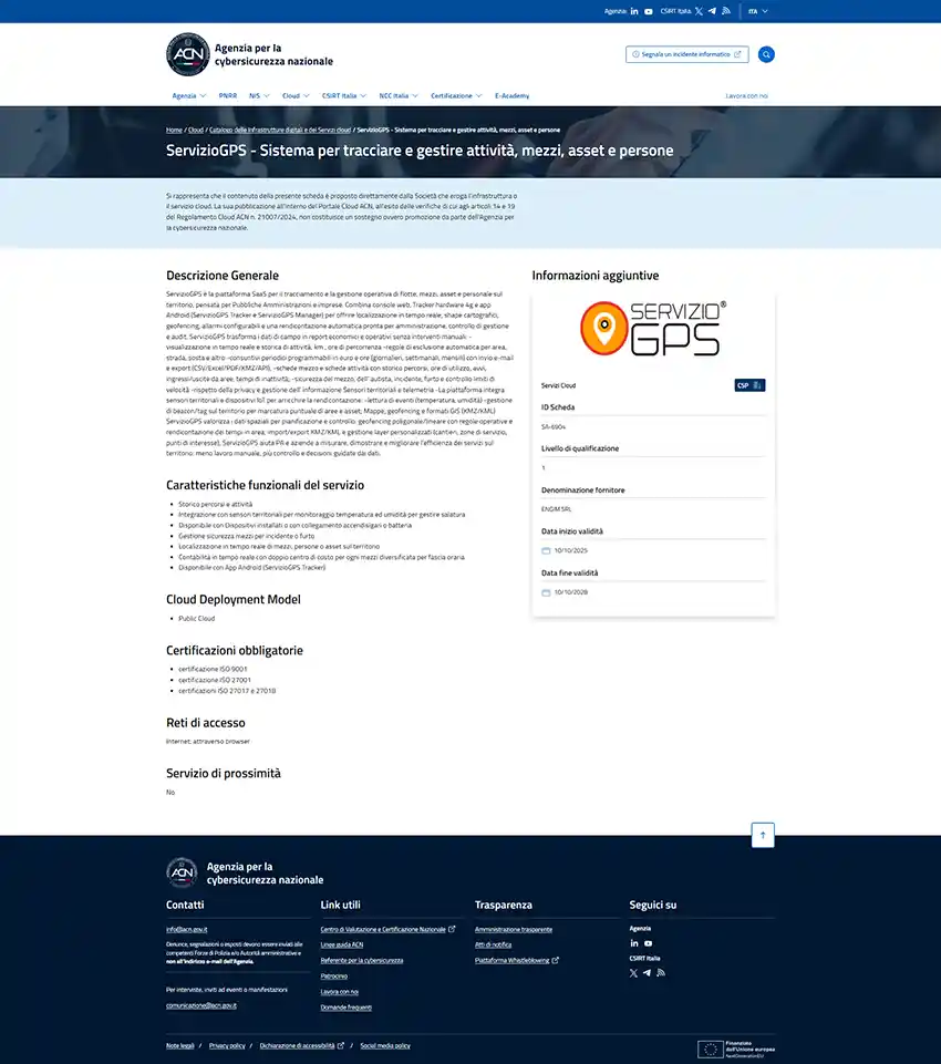 Anteprima della scheda ACN SA-6904 di ServizioGPS: apri la scheda ufficiale